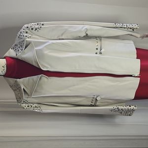 Pamela McCoy Cream Studded Leather Jacket size 2X NWT